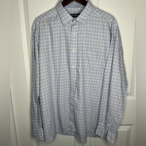 Johnston & Murphy Light Blue Plaid Shirt Long sleeve Button Down